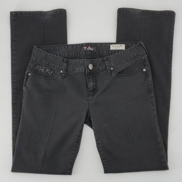 Guess Sarah Fit Mid Rise Bootcut Jeans Blk Size 31 - Picture 5 of 12